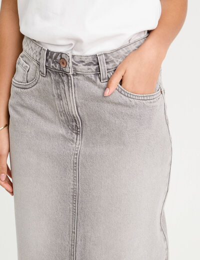 Jupe crayon taille standard denim gris clair femme