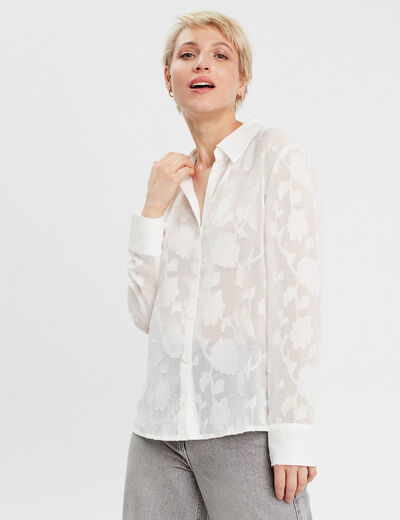 Chemise brodée ecru femme