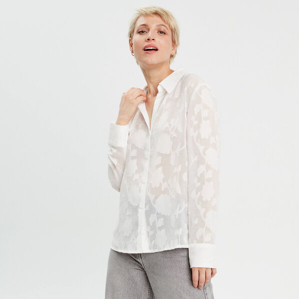 Chemise brodée ecru femme