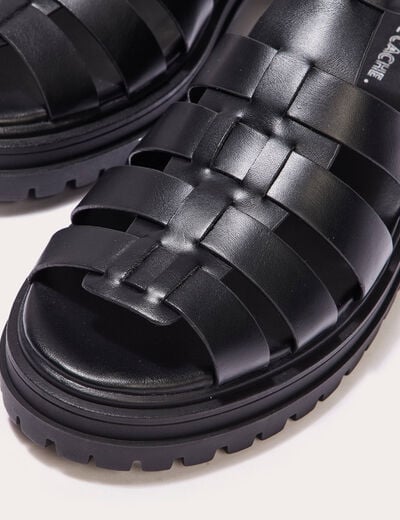 Sandales crantées noir femme