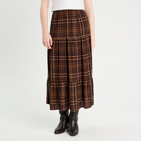 jupe longue evasee marron fonce femme Jupe longue évasée marron foncé femme