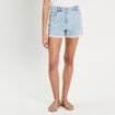 Short en jean détails dentelle denim bleach femme