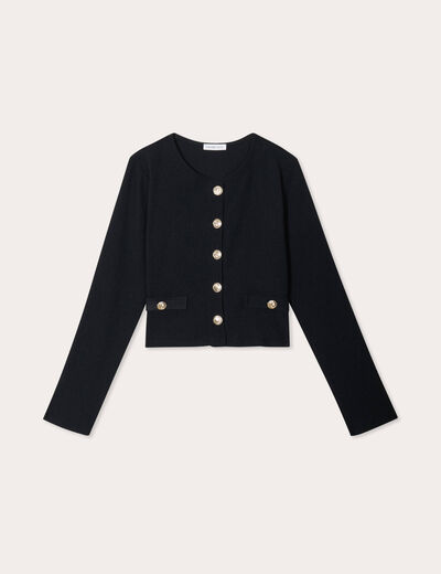 Veste cintrée boutons noir femme