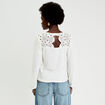 Blouse macram&eacute; bas &eacute;lastiqu&eacute; ecru femme