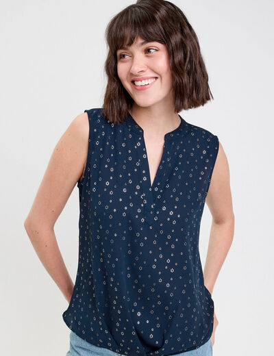 Blouse sans manches bleu marine femme