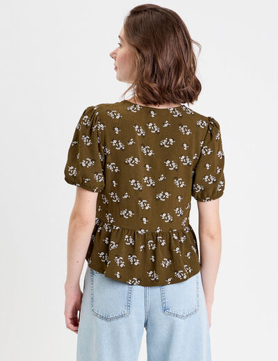 Blouse noeuds devant vert kaki femme