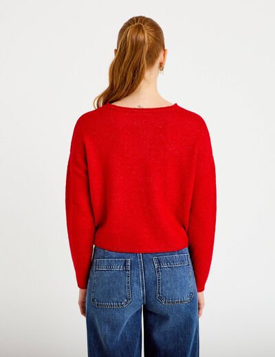 Pull manches longues rouge femme