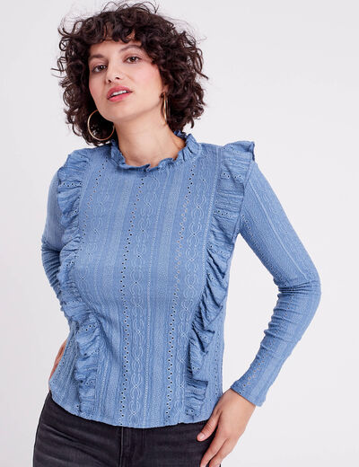 Blouse manches longues bleu clair femme