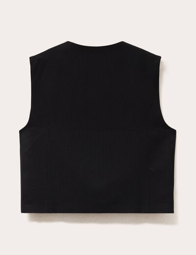 Gilet court sans manches noir femme