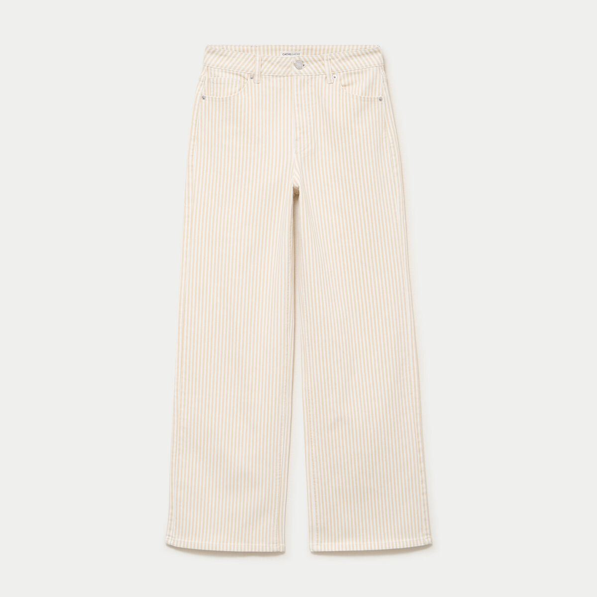 Jean bootcut taille haute beige femme