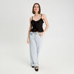 Blouse cropped volants noir femme