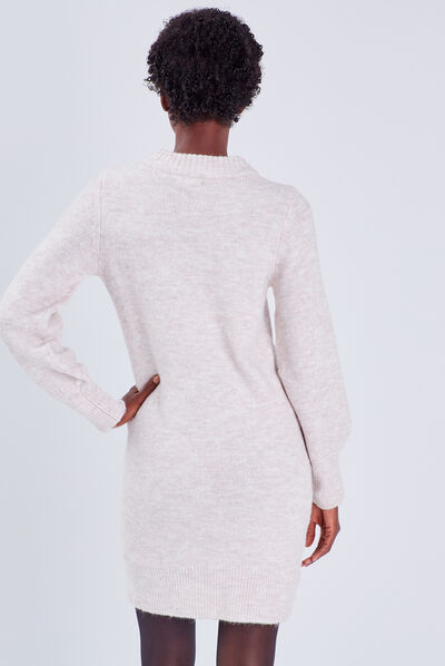 Robe pull droite sable femme