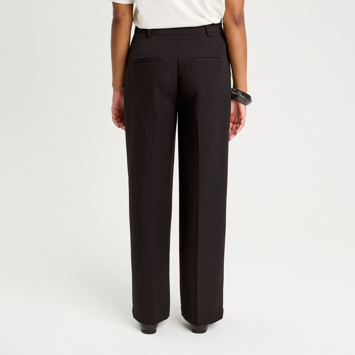 Pantalon bootcut taille haute noir femme