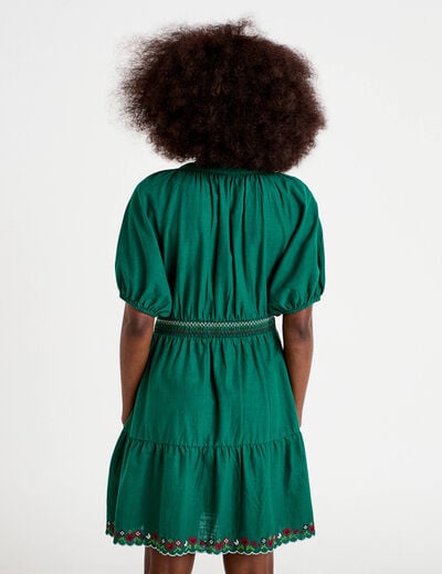 Robe courte &eacute;vas&eacute;e col am&eacute;ricain vert fonc&eacute; femme