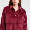 Chemise oversize en velours bordeaux femme