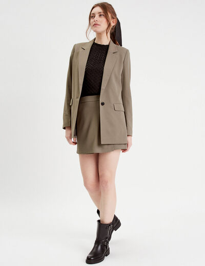 Jupe-short évasée vert kaki femme