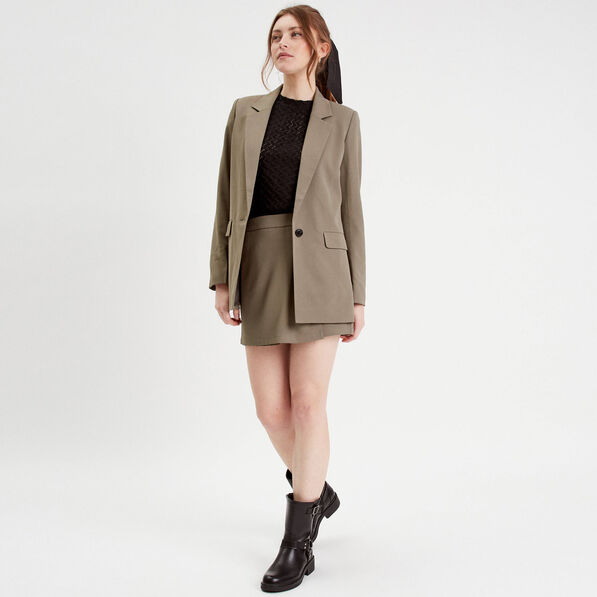 Jupe-short évasée vert kaki femme