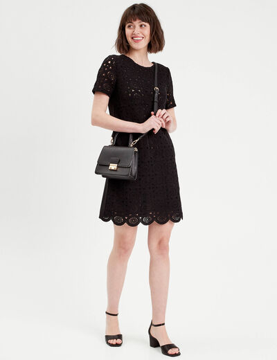 Robe droite crochet noir femme