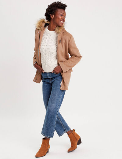 Pull d&eacute;tails bijoux ivoire femme