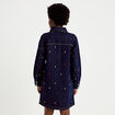 Robe courte &eacute;vas&eacute;e en jean brod&eacute;e bleu marine femme