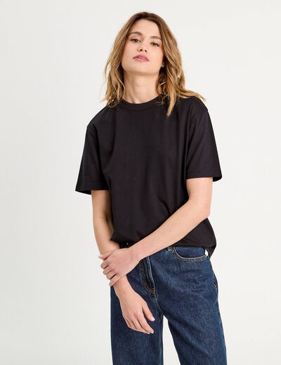 T-shirt oversize col rond noir femme