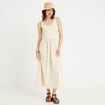 Robe longue &eacute;vas&eacute;e bi-mati&egrave;re ecru femme