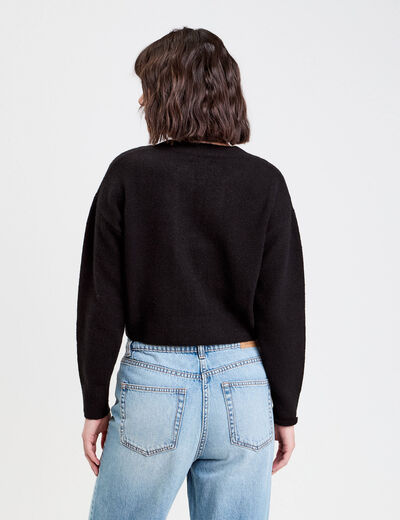 Gilet manches longues noué noir femme