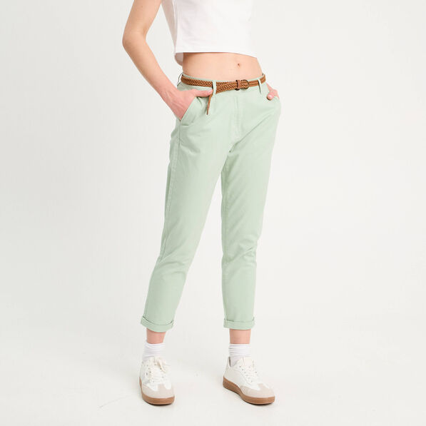 pantalon chino 78eme vert pastel femme Pantalon chino 7/8ème vert pastel femme
