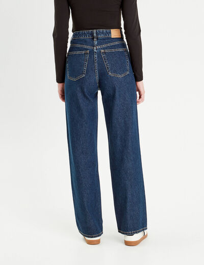 Jeans wide leg taille haute denim brut femme