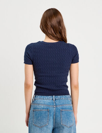 T-shirt manches courtes bleu marine femme