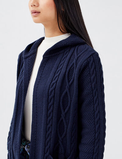 Gilet manches longues bleu marine femme