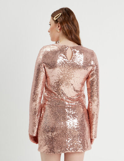 T-shirt avec sequins rose champagne femme
