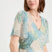 Robe midi évasée col en V bleu pastel femme