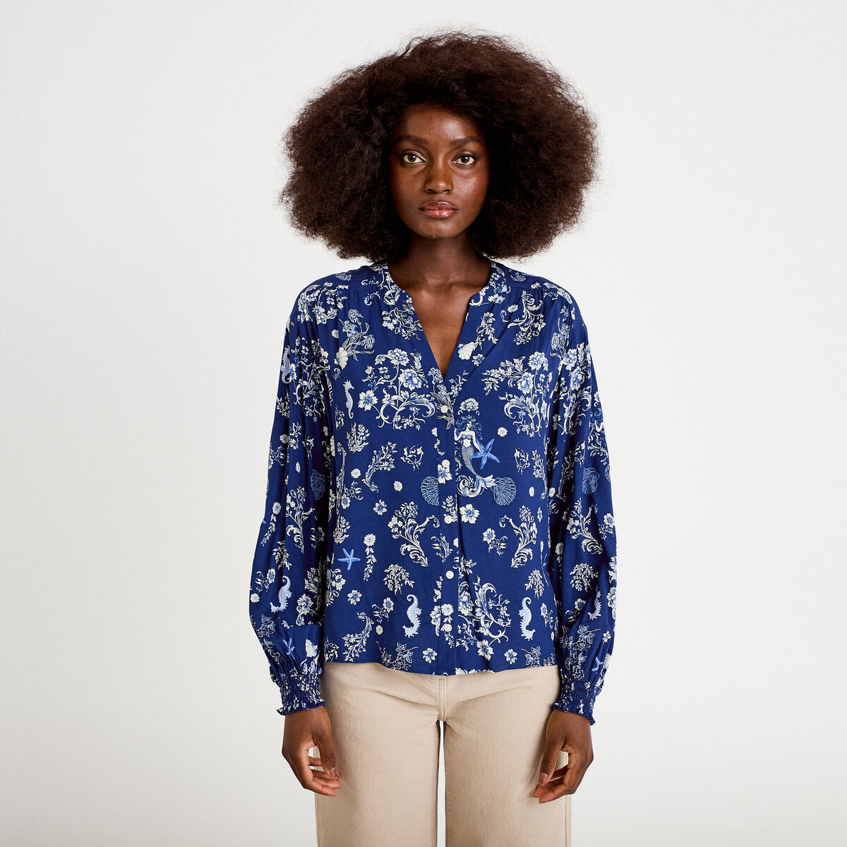Blouse droite bleu marine femme