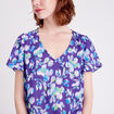 Blouse manches courtes imprimé violet femme