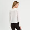 Blouse col claudine et noeuds ecru femme