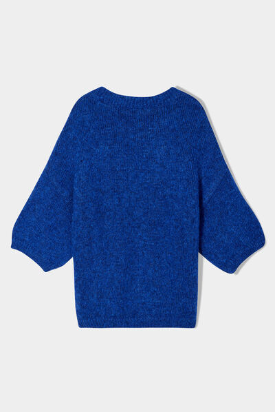 Pull manches courtes bleu electrique femme