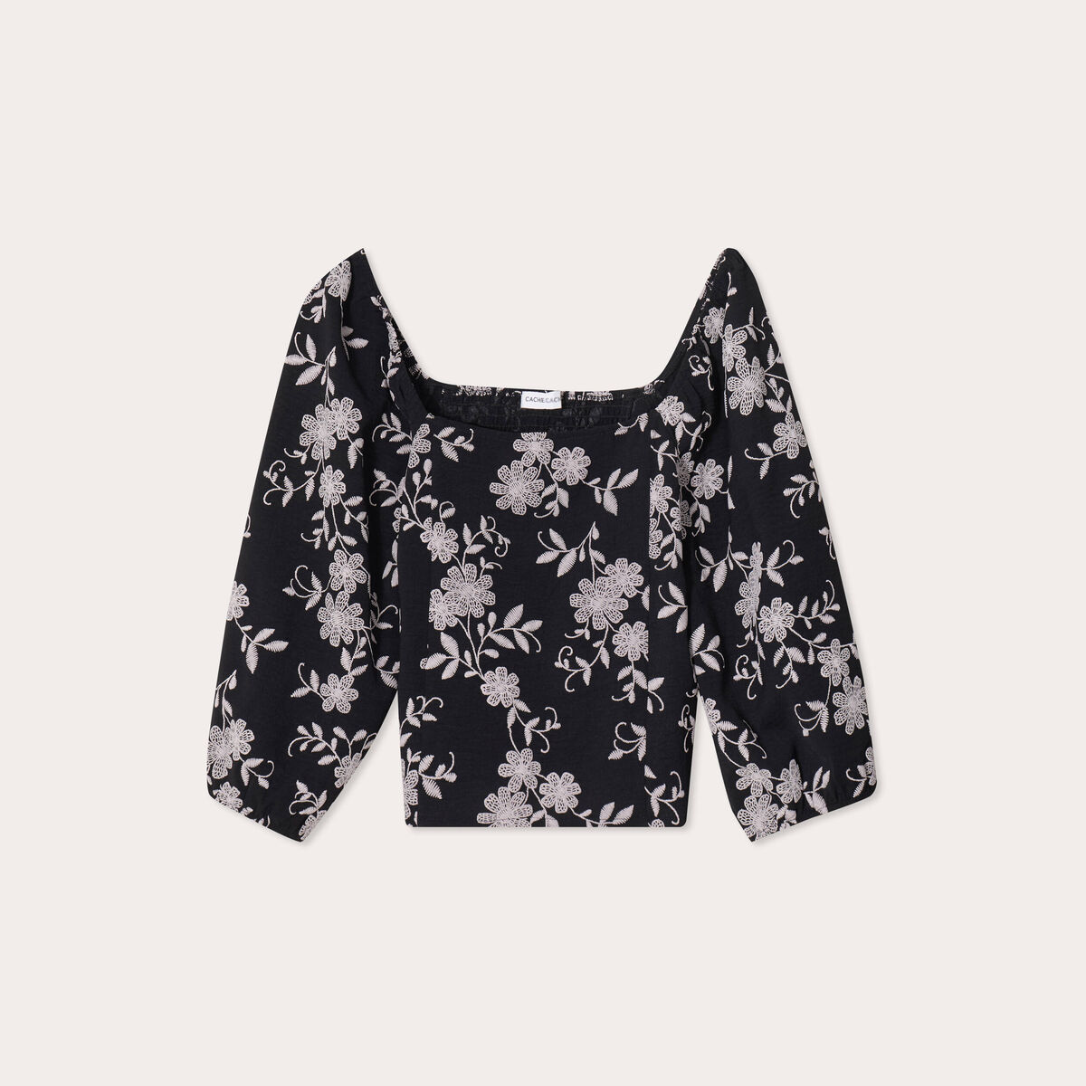 Blouse manches 3/4 noir femme