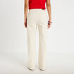 Jean wide leg ray&eacute; taille haute beige femme