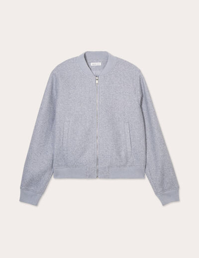 Veste teddy zippée gris clair femme