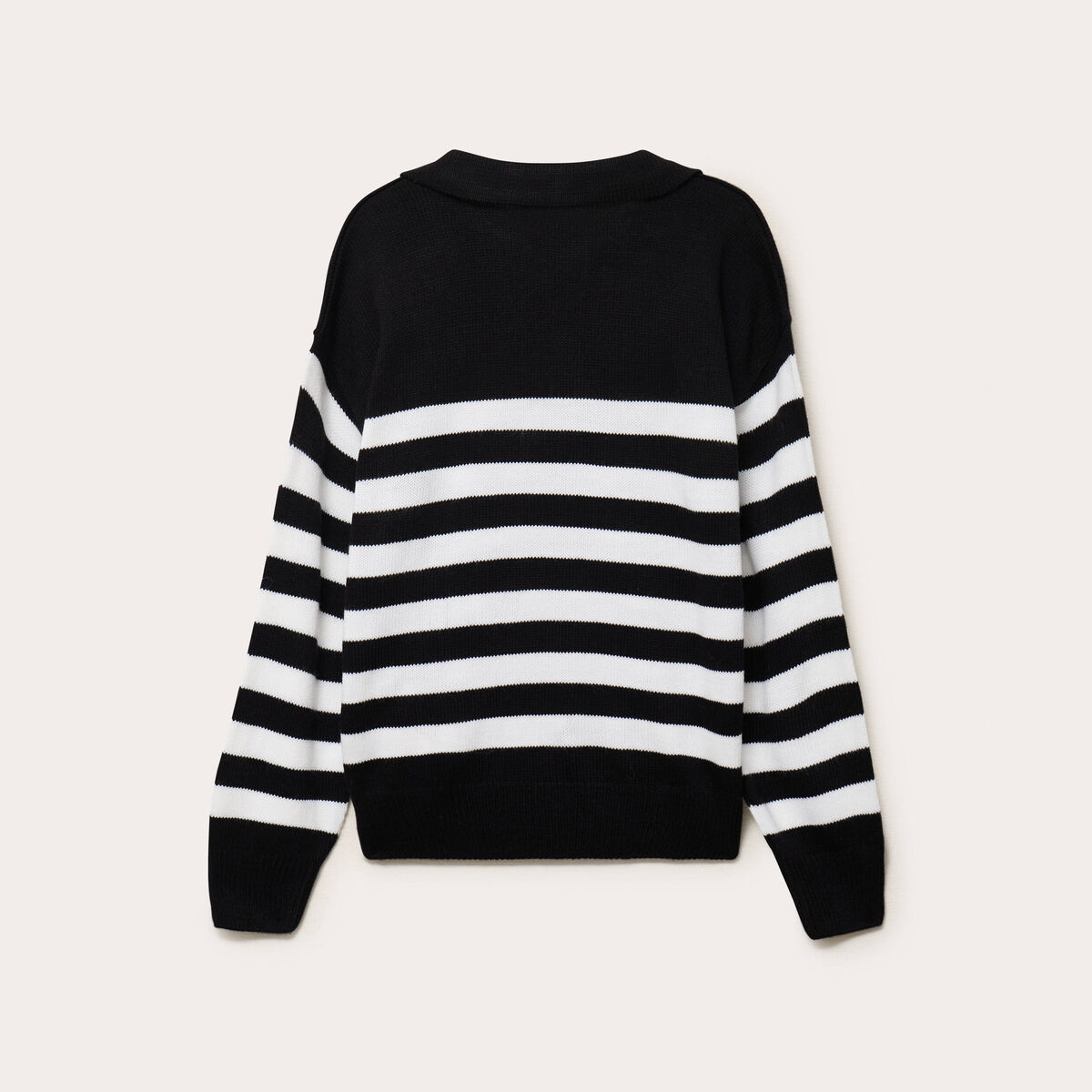 Pull col chemise manches longues noir femme