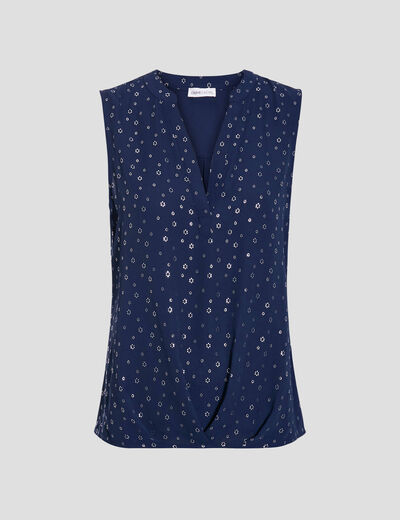 Blouse sans manches bleu marine femme