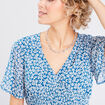 Robe évasée manches courtes bleu marine femme