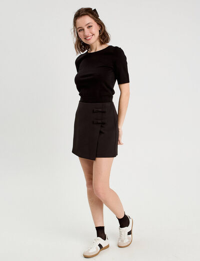 Jupe-short droite noir femme