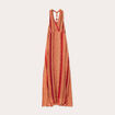 Robe longue évasée col en V rouge femme
