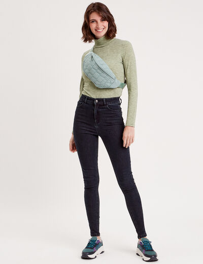 T-shirt col roulé vert kaki femme