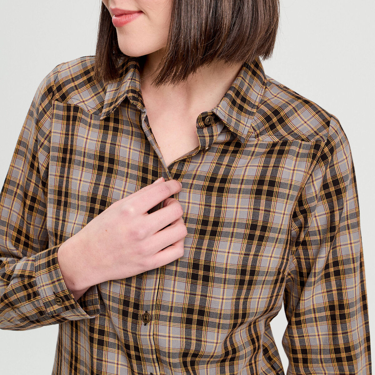 Chemise manches longues gris foncé femme