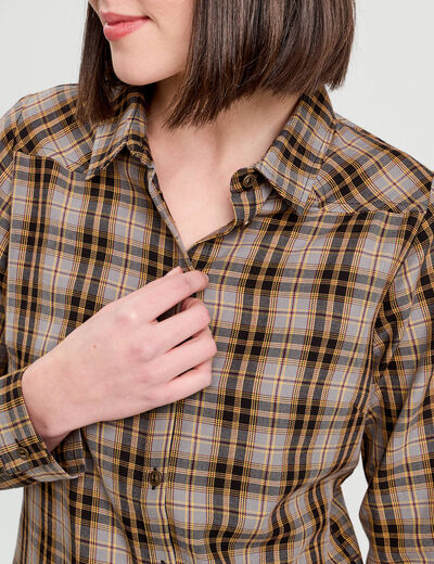 Chemise manches longues gris foncé femme