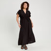 Robe longue évasée cache-coeur noir femme