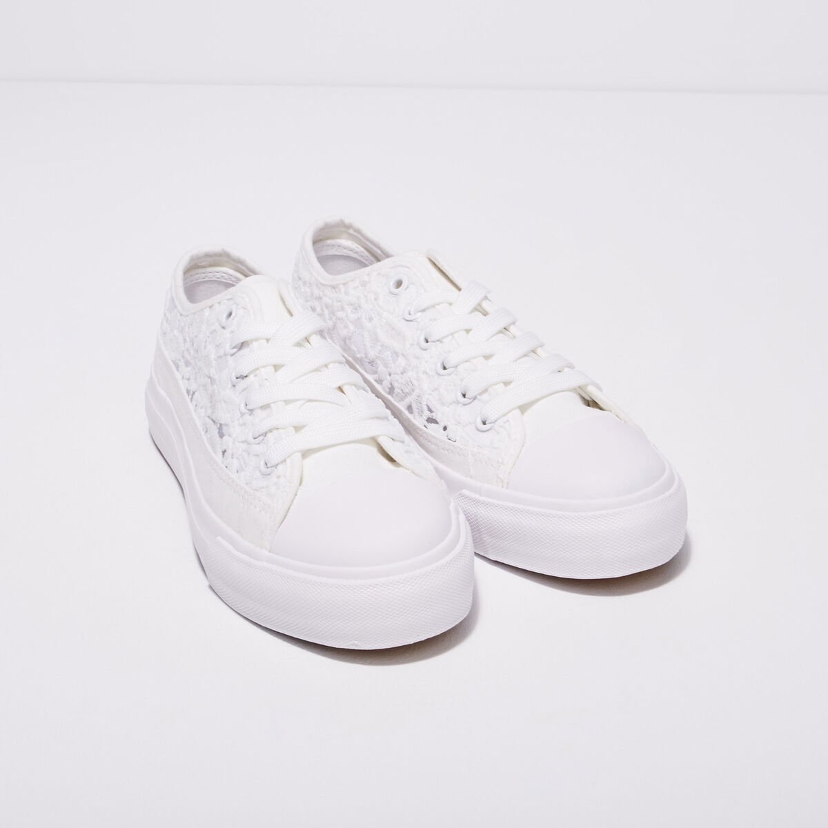 Tennis plates en dentelle blanc femme